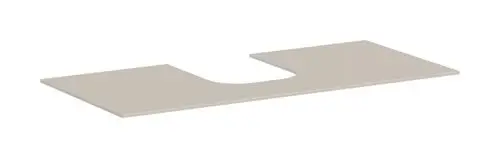 Sandbeige Konsole von Hansgrohe mit mittigem Ausschnitt, geeignet für Aufsatzwaschtische. Flache Oberfläche ohne zusätzliche Merkmale.